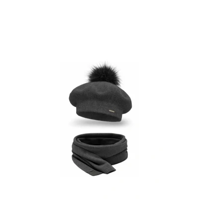 Abbildung von Vivisence Beret AND SET Schal, Damen, Größe: One Size, Dark grey