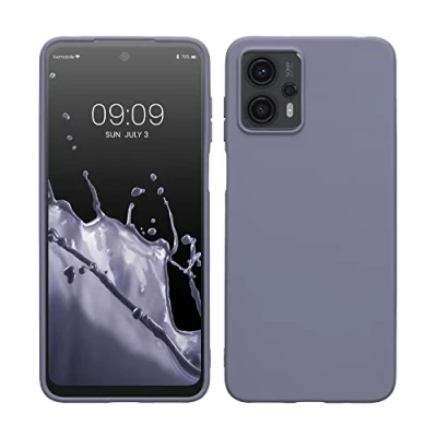 Abbildung von kwmobile Hülle kompatibel mit Motorola Moto G23 / G13 weiches TPU Silikon Case Cover geeignet für kabelloses Laden Lavendelgrau