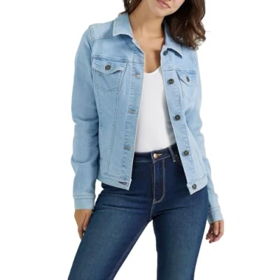 Abbildung von Wrangler Authentics Damen Stretch Denim Jacket Jeansjacke, Light wash, XL