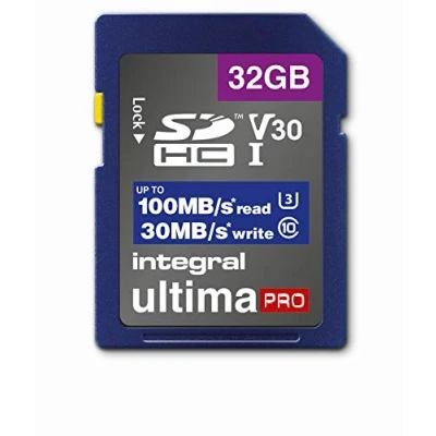 Abbildung von Speicherkarte 32 GB SDxC Premium, sehr hohe Geschwindigkeit bis zu 100 MB/s Lesen, 30 Schreiben, Klasse 10 V30 UHS I U3, by Integral Memory