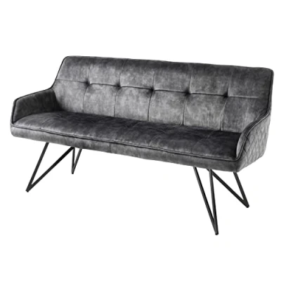 Abbildung von riess ambiente Sitzbank EUPHORIA 156cm dunkelgrau / schwarz (1 St), Wohnzimmer · Samt Metall Flur Küche Esszimmer Retro Design