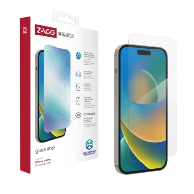 Abbildung von ZAGG InvisibleShield Glass XTR2 Screen Protector for iPhone 14 Pro, Tempered Glass, Shockproof, Anti Microbial, Touch Sensitive, (Clear)