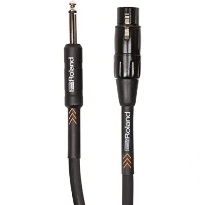 Abbildung von Roland Black Serie symmetrisches Mikrofonkabel XLR bis 1/4 Anschluss, 6 m / 20 ft. RMC B20 HIZ, schwarz