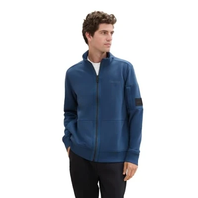Abbildung von TOM TAILOR Herren 1043294 Sweatjacke mit Stehkragen, 26779 Nighttime Blue, M