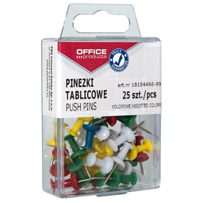 Abbildung von Office Products 18194466 99 Pinnwandnadeln / 25 Stück in Hängebox/Farbig Sortiert/Fassförmige Reißnägel Pinnadeln/Kreativ Heftzwecken Bunt