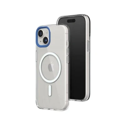 Abbildung von RHINOSHIELD Clear Case kompatibel mit MagSafe für [iPhone 15]Überragende Magnetstärke, Vergilbungsresistenz, Kristallklar, optimaler Schutz und personalisierbar Kobaltblau Kamera Ring