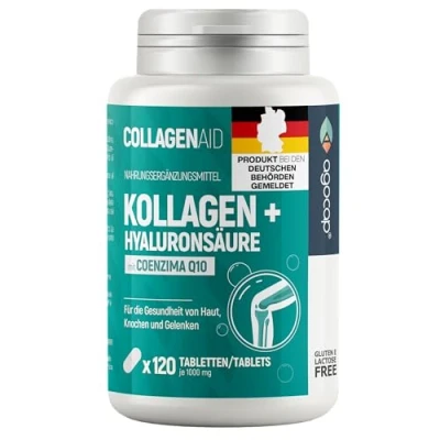 Abbildung von Kollagen Kapseln Hyaluronic acid &amp; Collagen komplex, 120 kapseln. Enriched with Coenzym q10 and hyaluron für die Gelenke und Haut, Collagen. Laboratory Tested Registriert in Deu