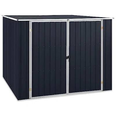 Abbildung von vidaXL Gerätehaus ohne Boden Doppeltür Schrägdach Geräteschuppen Schuppen Gartenhaus Gartenschuppen Anthrazit 195x198x159cm Verzinkter Stahl