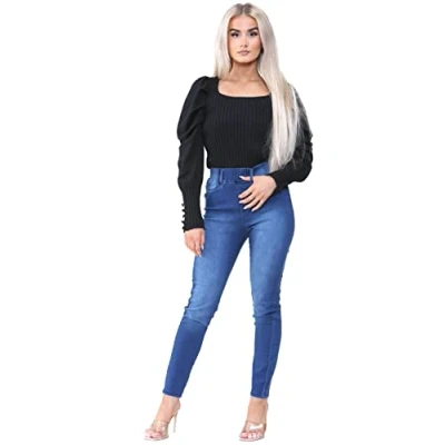Abbildung von 989Zé ENZO Damen Jeans mit hoher Taille, Skinny Stretch, elastische Jeggings, Denim Jeans, blau, 42