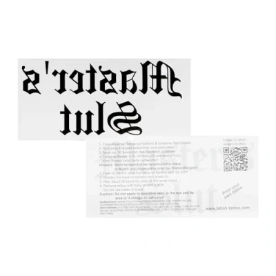Abbildung von 1 x Master&#039;s Slut Tattoo Schriftzug in schwarz Kinky Fetish Temporary (1)