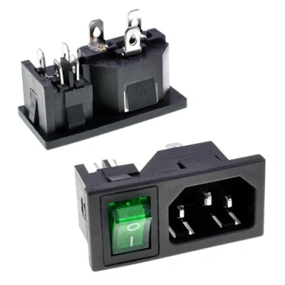 Abbildung von Oiyagai 5 Stück IEC320 C14 Eingang Modul Stecker Männliche Netzbuchse mit Schalter AC 250V 10A (Grün)