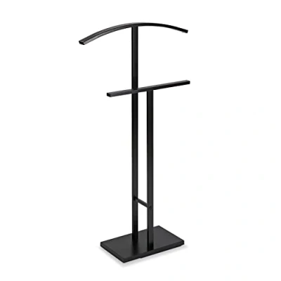 Abbildung von Versa Lund Moderner und multifunktionaler Herrendiener mit 2 Haken oder Aufhängern für Männer Damenkleidung, Maßnahmen (H x L B) 100 20 52 cm, Stahl, Farbe: Schwarz