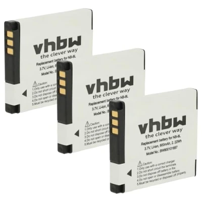 Abbildung von vhbw 3X Akku kompatibel mit Canon Powershot A2200, A3200 is, A3300 A3000 A3100 A3150 A3350 is Kamera Digicam (600mAh, 3,6V, Li Ion)