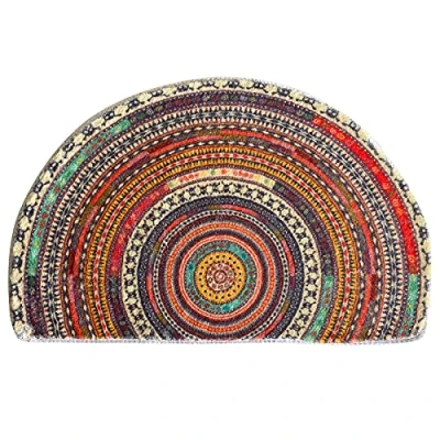 Abbildung von SUJIN Halbrunde Fußmatte, halbrund, Badezimmerteppich, Mandala, Boho, Boho Teppich, rutschfest, saugfähig, Mikrofaser, getufteter Teppich für Küche, Wohnzimmer (Mehrfarbig)