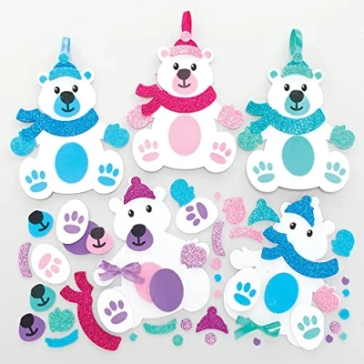 Abbildung von Baker Ross FE947 Eisbär Dekoration Bastelset 8er Pack, Weihnachten Bastelsets Für Kinder, Kindergeburtstag Basteln, Weihnachtsbastelideen