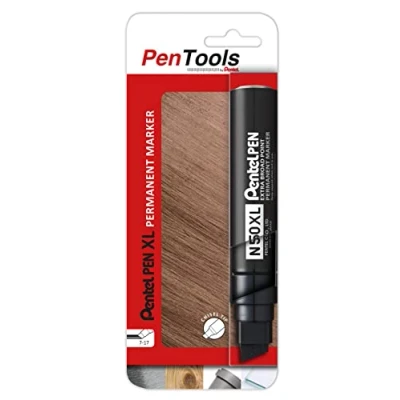 Abbildung von PenTools by Pentel N50XL Permanent Marker, extra breite Keilspitze (7,0 17,0 mm Strich) für großflächige Markierungen, 1 Stück, schwarz, Blister, PRO1AEU