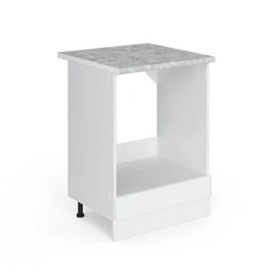 Abbildung von Vicco Herdumbauschrank R Line, Weiß Hochglanz/Weiß, 60 cm, AP Marmor