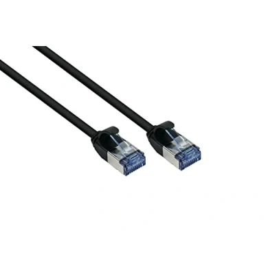 Abbildung von Good Connections Cat. 6A Slim Patchkabel 2 m U/FTP 10 Gbit/s und 500MHz KUPFER Leiter CU Halogenfrei LSZH RNS Rastnasenschutz dünnes Netzwerkwerkkabel/LAN Kabel SCHWARZ
