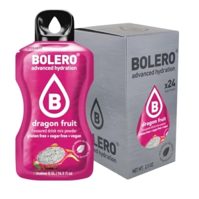 Abbildung von Bolero DRAGON FRUIT 24x3g Saftpulver ohne Zucker, gesüßt mit Stevia + Vitamin C geeignet für Kinder, Sportler und Diabetiker glutenfrei veganfreundlich Drachenfruchtgeschmack