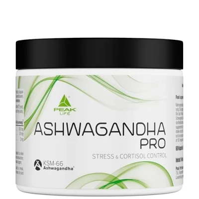 Abbildung von PEAK Ashwagandha pro 60 Kapseln I 500 mg reines KSM 66® Portion Ayurveda hochdosiert vegan