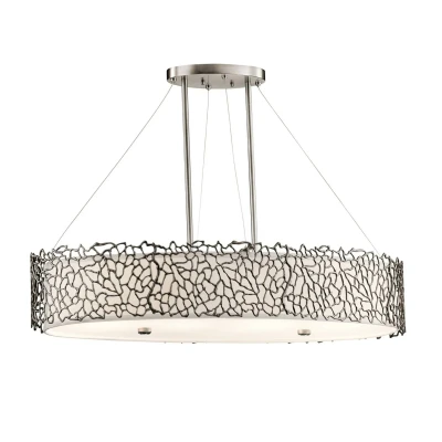 Abbildung von Kichler KL Silver Coral ISLE Hängeleuchte 4xE27 Zinn, Leinen weiss H:17,5 L:40,6 B:86,4