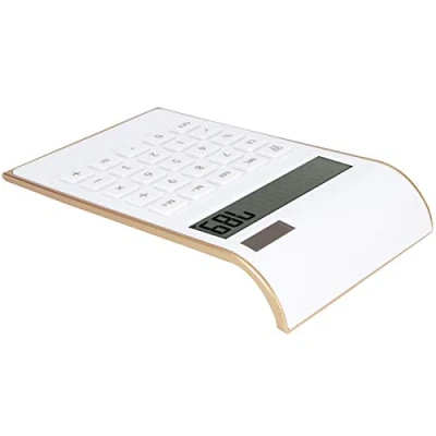 Abbildung von Taschenrechner, 10 Ziffern Große Tasten Taschenrechner Solar Desktop Rechner mit Großem LCD Display Empfindliche Taste für Home Office Business(Weiß)
