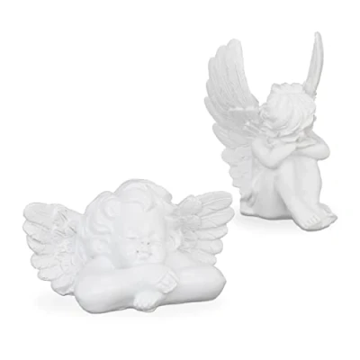 Abbildung von relaxdays Engelfigur Grabengel 2er Set, Weiß