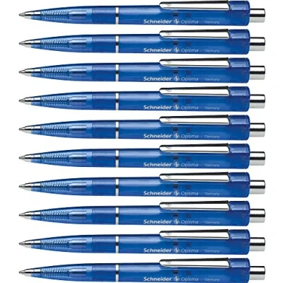 Abbildung von Schneider Optima Druckkugelschreiber (Strichstärke M, dokumentenecht) 10 Stück, blau transparent