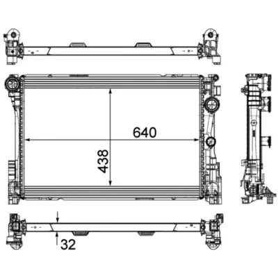 Abbildung von MAHLE ORIGINAL CR 1684 000P Kühler, Motorkühlung 640 438 32 Kühlrippen gelötet MERCEDES BENZ: C Klasse T modell, E Limousine