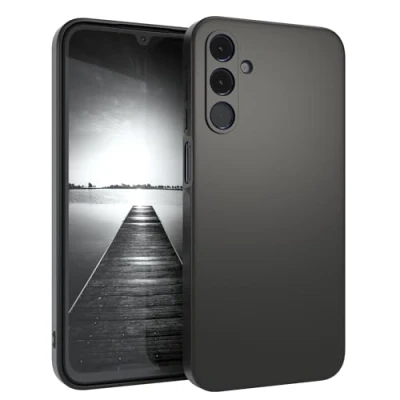 Abbildung von EAZY CASE Handyhülle Silikon mit Kameraschutz kompatibel Samsung Galaxy A15 in Schwarz Matt, Ultra dünn, Slimcover, Silikonhülle, Hülle, Softcase, Backcover