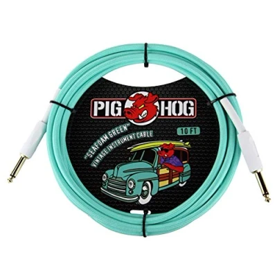 Abbildung von Pig Hog Vintage Serie Instrumentenkabel, Seafoam Green, 3m/10ft, 6.35 (1/4) auf (1/4), Hochwertige Qualität, Gewebt