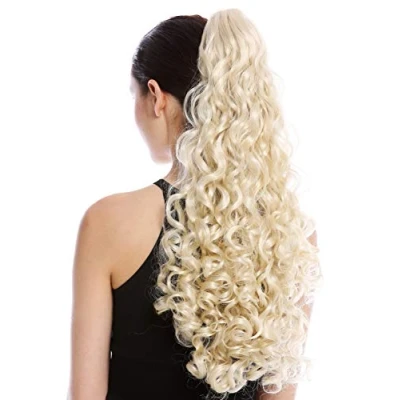 Abbildung von WIG ME UP 9563B V 88 Haarteil Zopf Pferdeschwanz lang voluminös stark gelockt lockig Hellblond Lichtblond