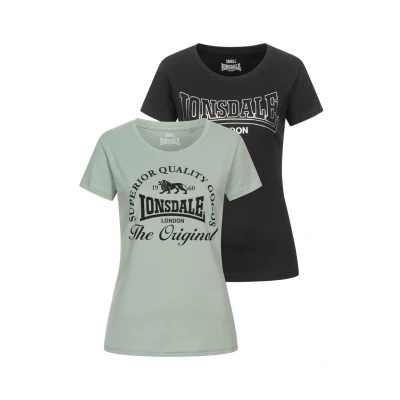 Abbildung von Lonsdale Doppelpack Rowrah Tshirt print, Damen, Größe: XS, Black mint