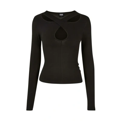 Abbildung von Urban Classics Crossed CUT OUT Longsleeve Langarmshirt, Damen, Größe: 3XL, Black
