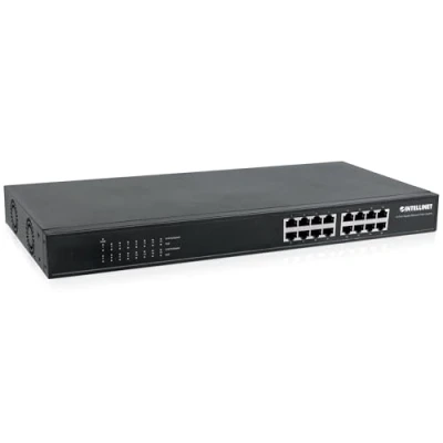 Abbildung von Intellinet 16 Port Gigabit Ethernet PoE+ Switch Endspan 19&quot; Rackmount schwarz 560993