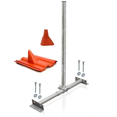 Abbildung von Premium X Dachsparrenhalter Montage Set für Satellitenschüssel Sparrenhalter 1m Mast SAT Frankfurter Ziegel Tülle rot inkl. Befestigung
