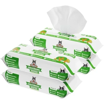 Abbildung von Pogi’s Feuchttücher für Hunde Vorratspack, mit Grüner Tee Duft, hypoallergen, Bambusfasern 400 Stück (4x100)