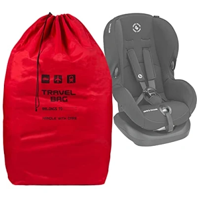 Abbildung von Roter Kindersitz Transporttasche Größe zu 80x45x45 cm Reisetasche Rucksack perfekt am Flughafen beim Einchecken Tragetasche Transportrucksack für Kinderautositze [085]