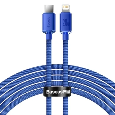 Abbildung von Baseus Crystal Shine Series USB C auf Lightning Kabel für Apple iPhone, Power Delivery 20W, 2m, Blau