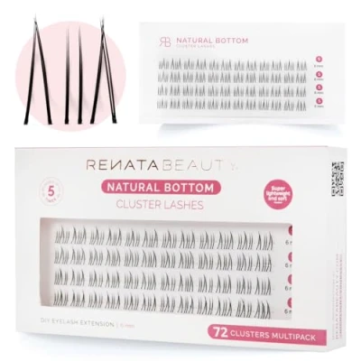 Abbildung von Renata Beauty Natürliche Untere Cluster Wimpern 72er Pack, Einheitliche 6mm Länge, Feine Unterlid Akzentuierung, Einfach Anzuwenden, Wiederverwendbar, Perfekt für Dezente Augen Make up Stile
