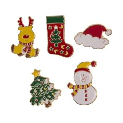 Abbildung von Out of the Blue Button Weihnachts Ansteckbutton niedliche X Mas Anstecker aus Metall im 5er