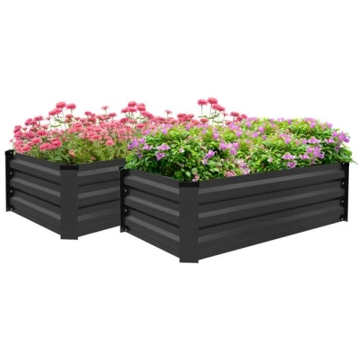 Abbildung von Hochbeet 2er Set, Pflanzkasten, Blumenkasten, rostfrei Pflanzkübel für Terrasse