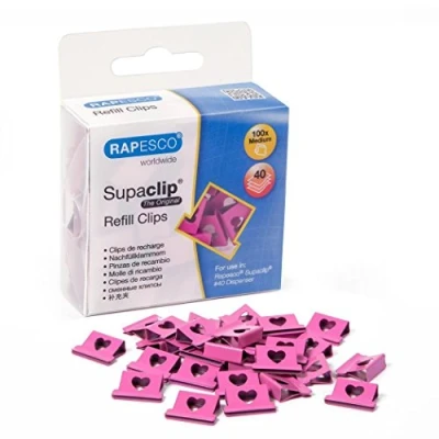 Abbildung von Rapesco 1334 Supaclip 40 Herzen Nachfüllklammern, Fuchsia, 100 Stück