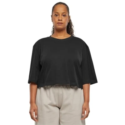 Abbildung von Urban Classics Heavy Oversized Cropped Tshirt basic, Damen, Größe: Large, Black