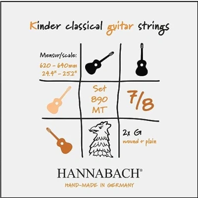 Abbildung von Hannabach 653099 Klassikgitarrensaiten Serie 890 7/8 Kindergitarre Mensur: 62 64cm Satz