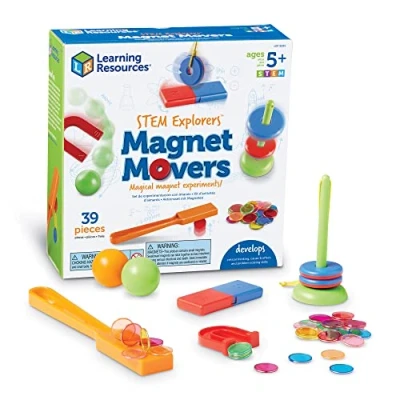 Abbildung von Learning Resources Magnet Movers, Welt der Magneten STEM Explorers, hufeisenmagnet &amp; ringmagnet, Magnete experimente forscherset für Kinder, Kinder ab 5+