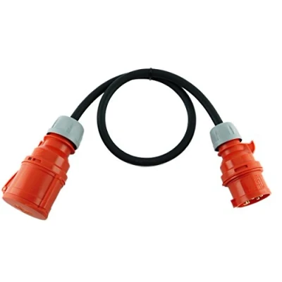 Abbildung von NWP CEE Adapter 16A 400V Stecker auf 32A Kupplung Starkstrom 1m Anschlusskabel IP44 5x2,5mm² Gummischlauchleitung