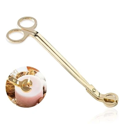 Abbildung von Cuayaes Kerzendochtschneider, Polierter Edelstahl delstahl Kerzen Dochtschneider, Dochtschere die tief in hineinreicht, um verbrauchte Dochte abzuschneiden (Gold)
