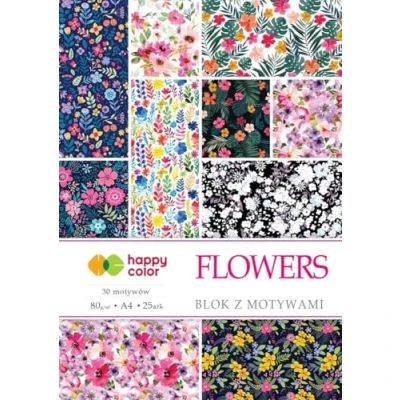 Abbildung von Design Papier Pad BLUMEN, A4, 80g/m², 15 Blatt, 25 Motive, Happy Color