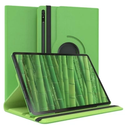 Abbildung von EAZY Case Tablet Hülle für Samsung Galaxy Tab S8 Plus 5G Schutzhülle 12.4 Zoll Smart Cover Rotationcase zum Aufstellen Klapphülle 360 drehbar mit Standfunktion Tasche Kunstleder Grün